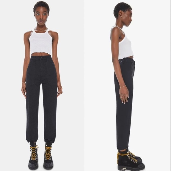Mother NWT black the wrapper patch springy ankle jeans 25 - Picture 1 of 10